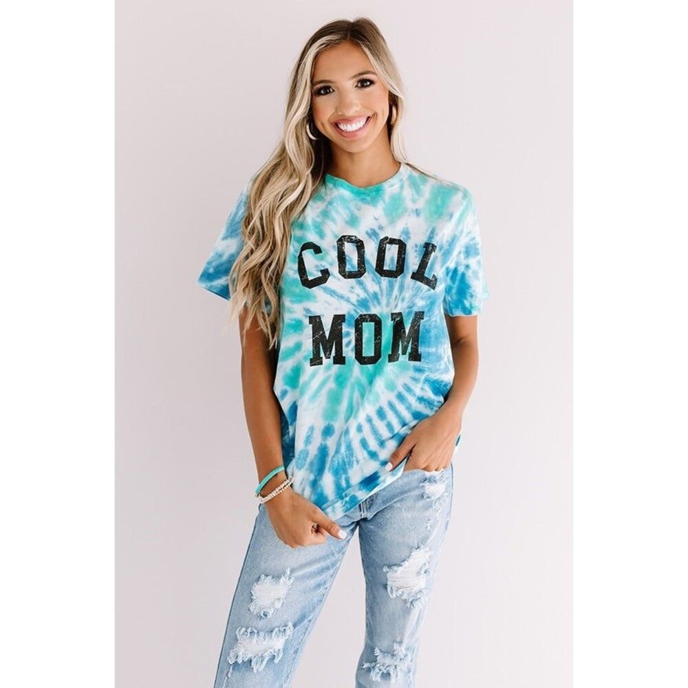 Tie Dye Tee Ladies "S (4-6)" "M (8-10)" "XL (14-16)" Light Blue Cool Mom Y2K